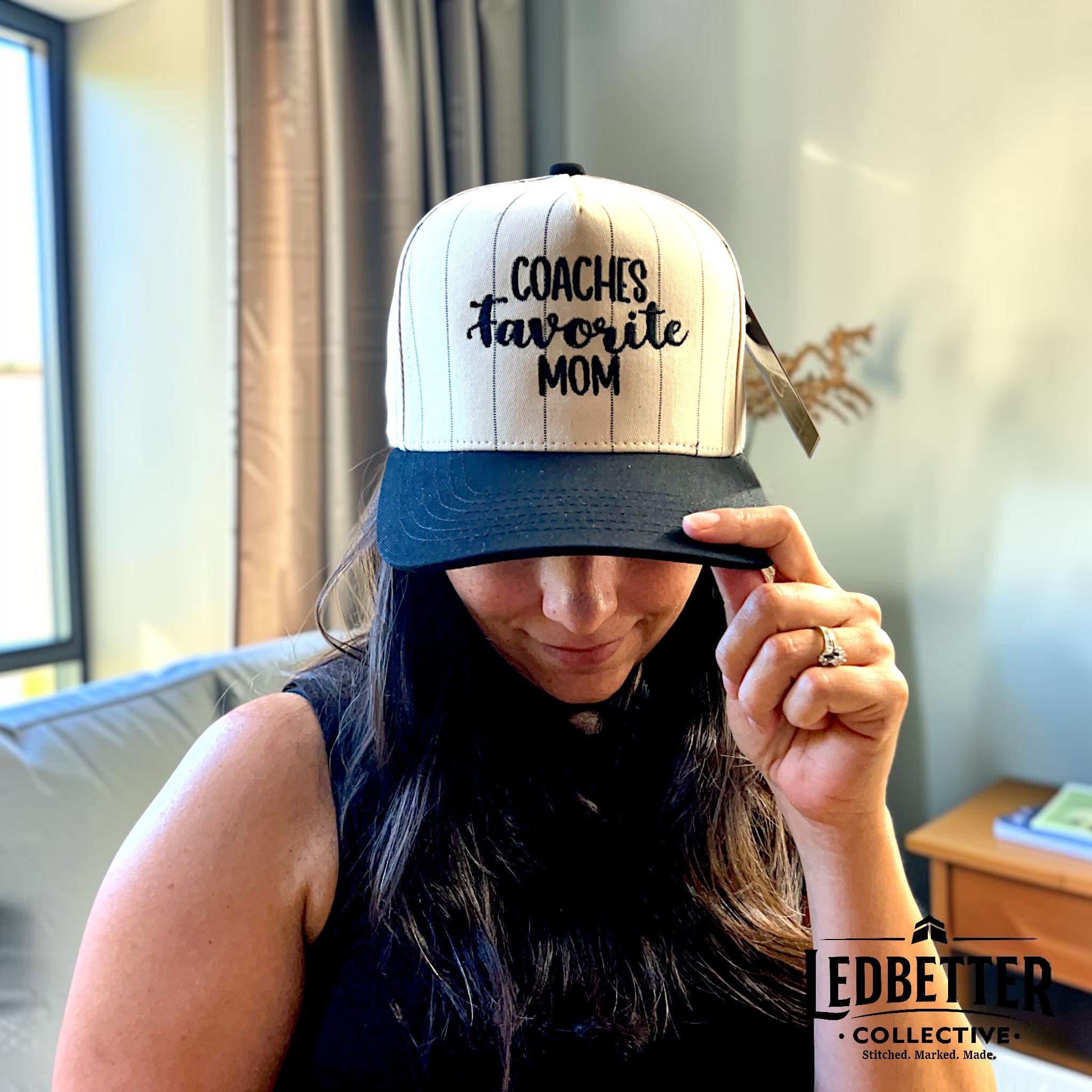 Coach's Favorite Mom Embroidered Pinstripe Baseball Cap