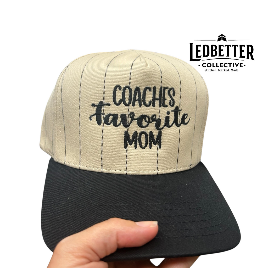 Coach's Favorite Mom Embroidered Pinstripe Baseball Cap
