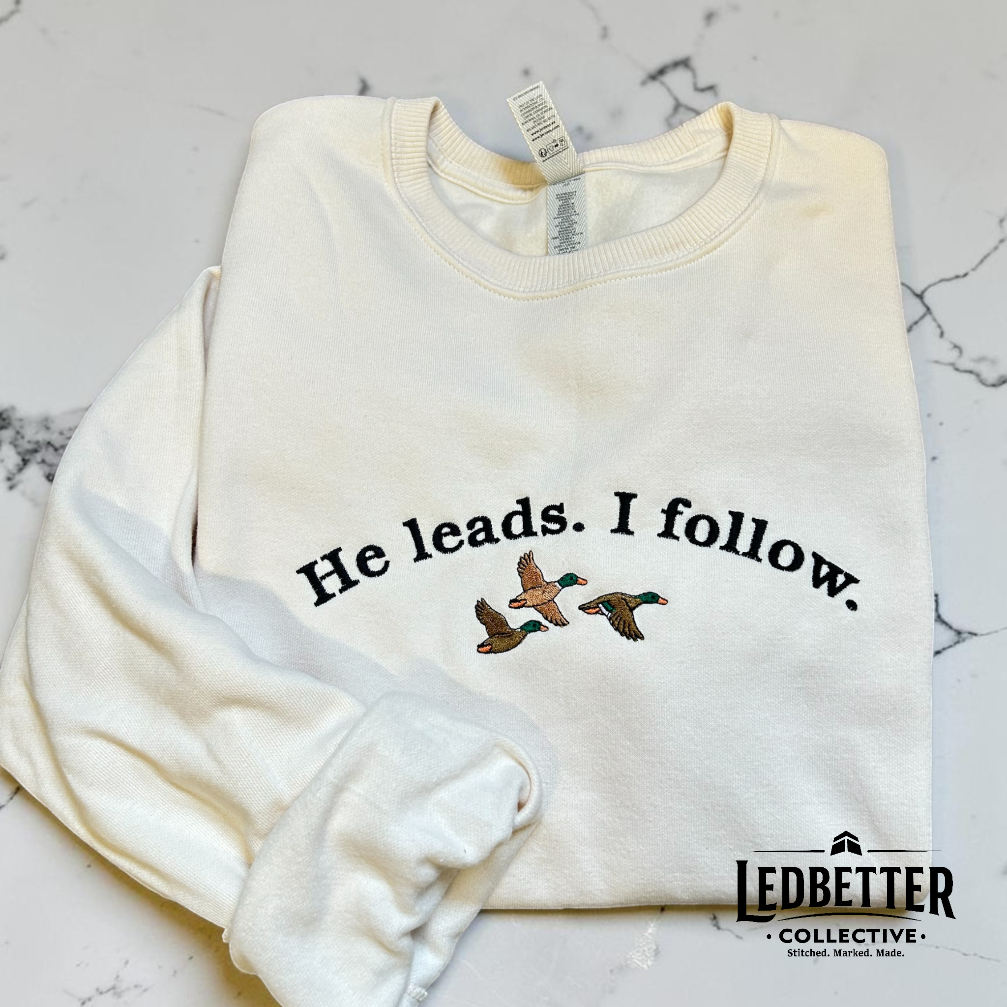 He Leads. I Follow. Christian Sweatshirt