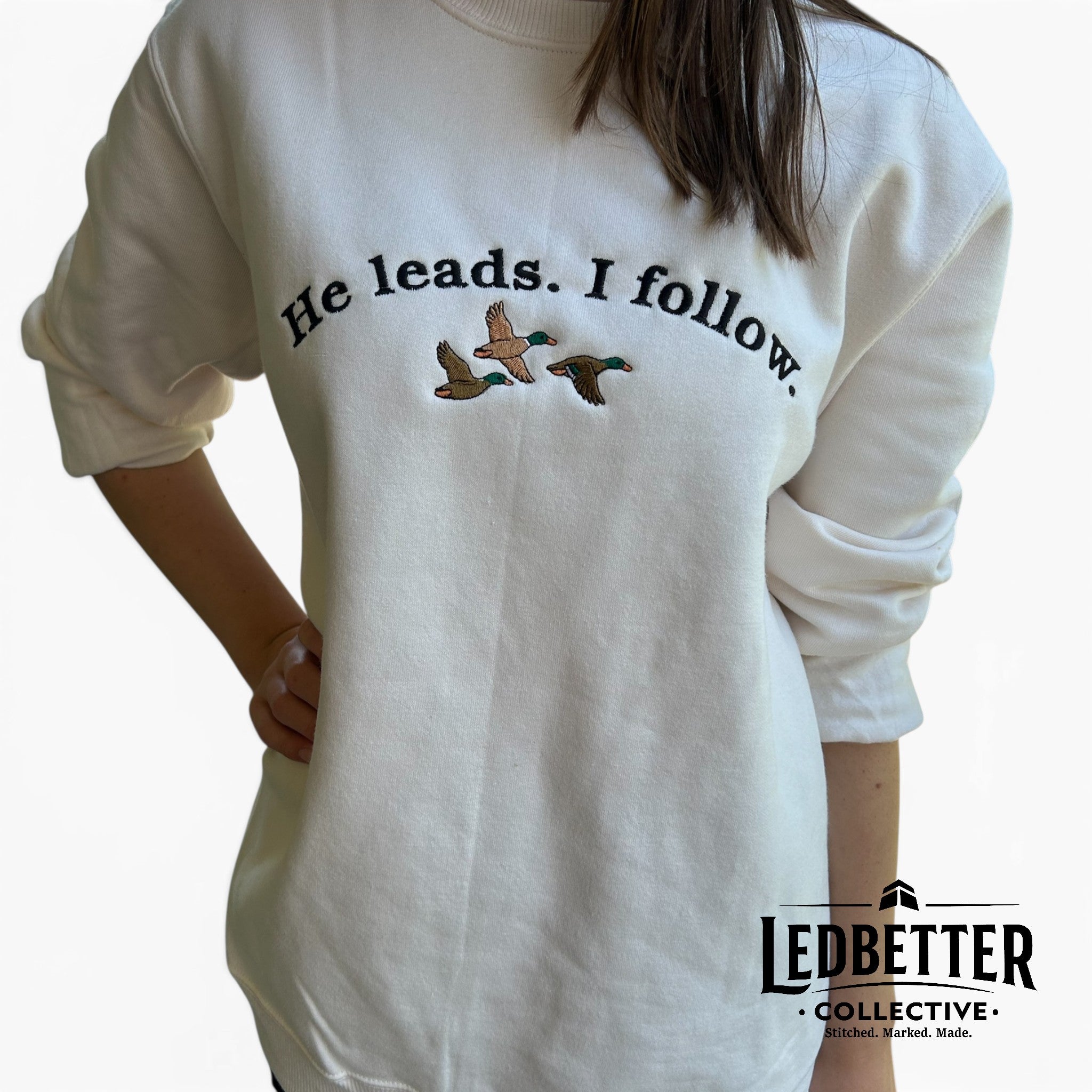 He Leads. I Follow. Christian Sweatshirt