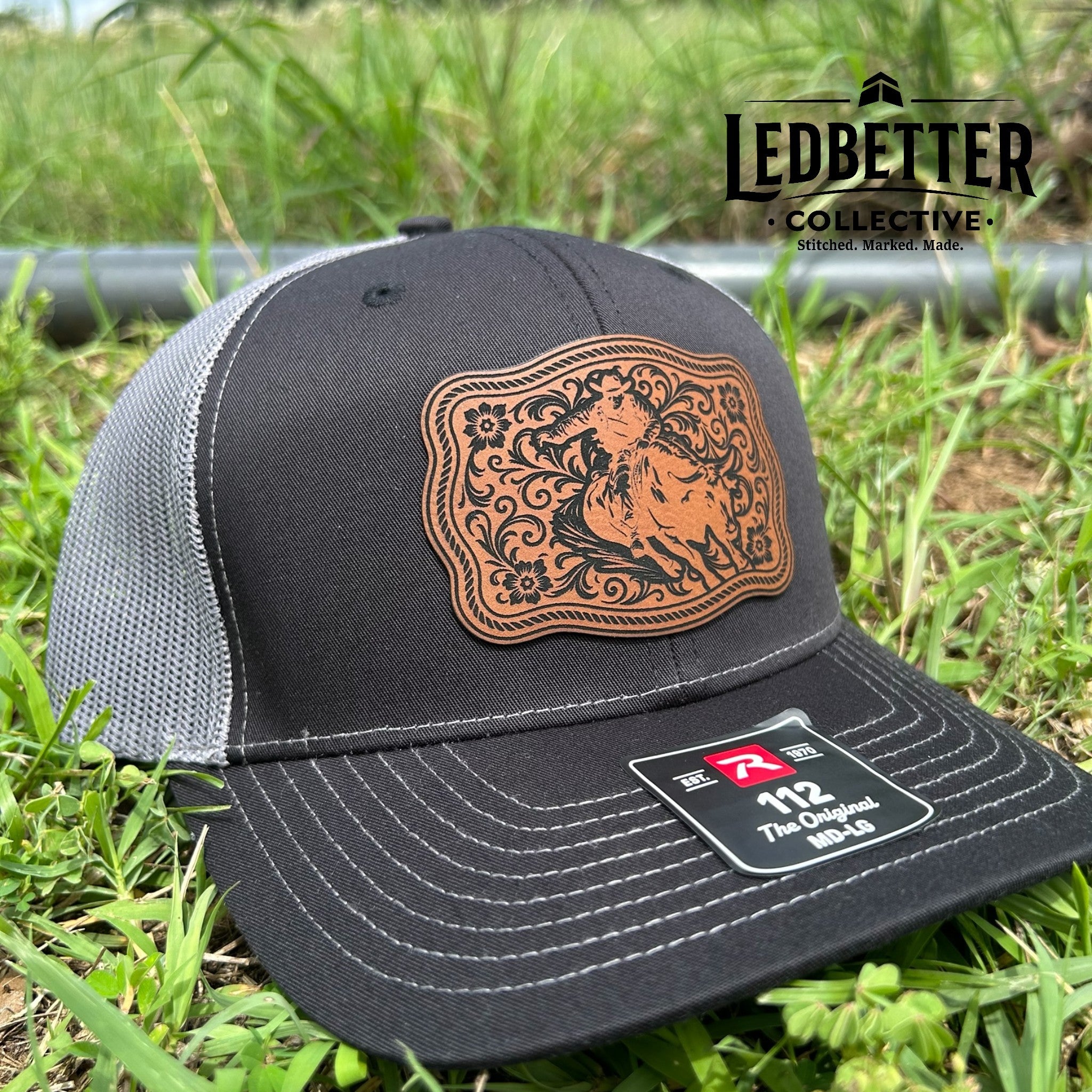 Bull Rider Leatherette Patch Richardson 112 Trucker Hat (Copy)