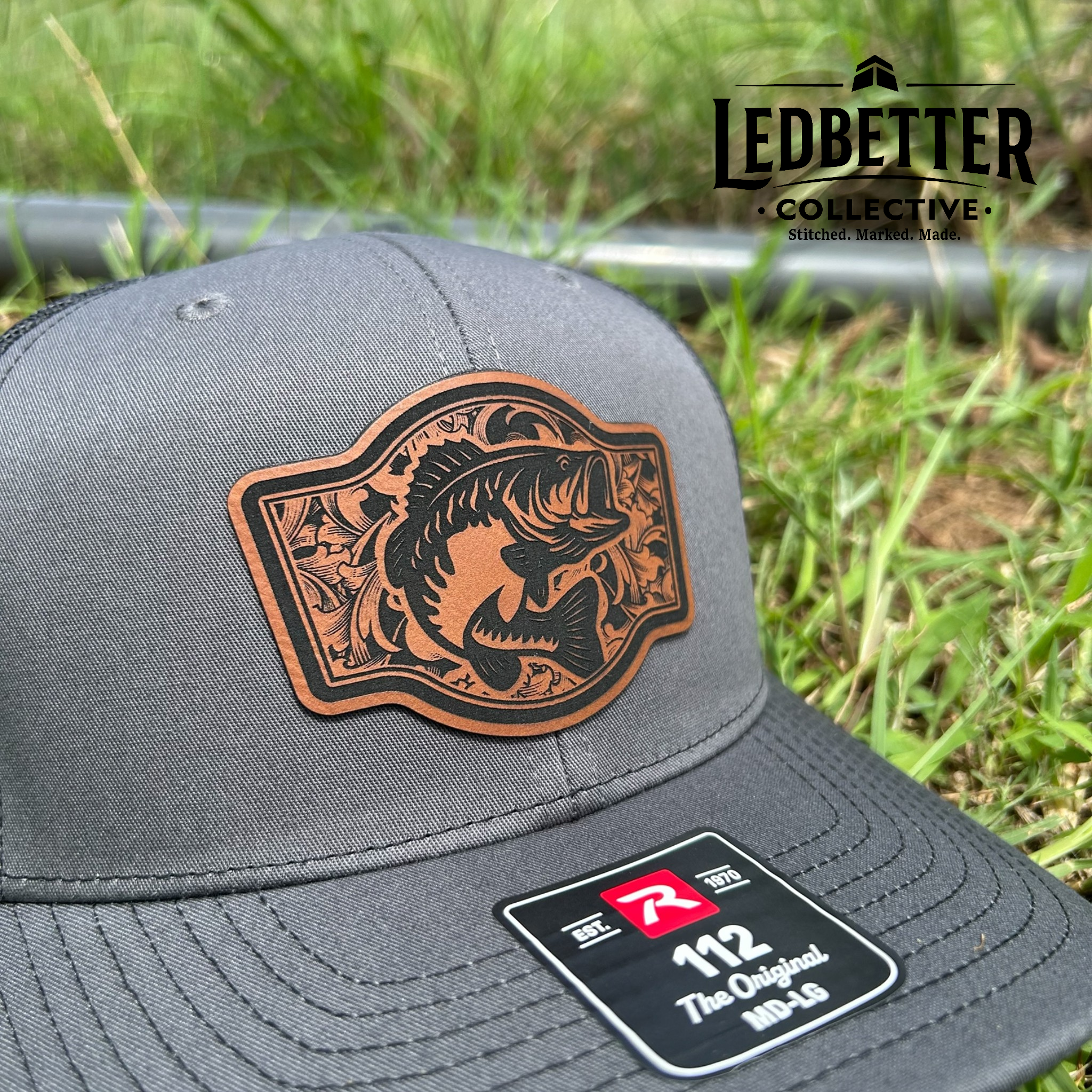 Fishing Leatherette Patch Richardson 112 Trucker Hat