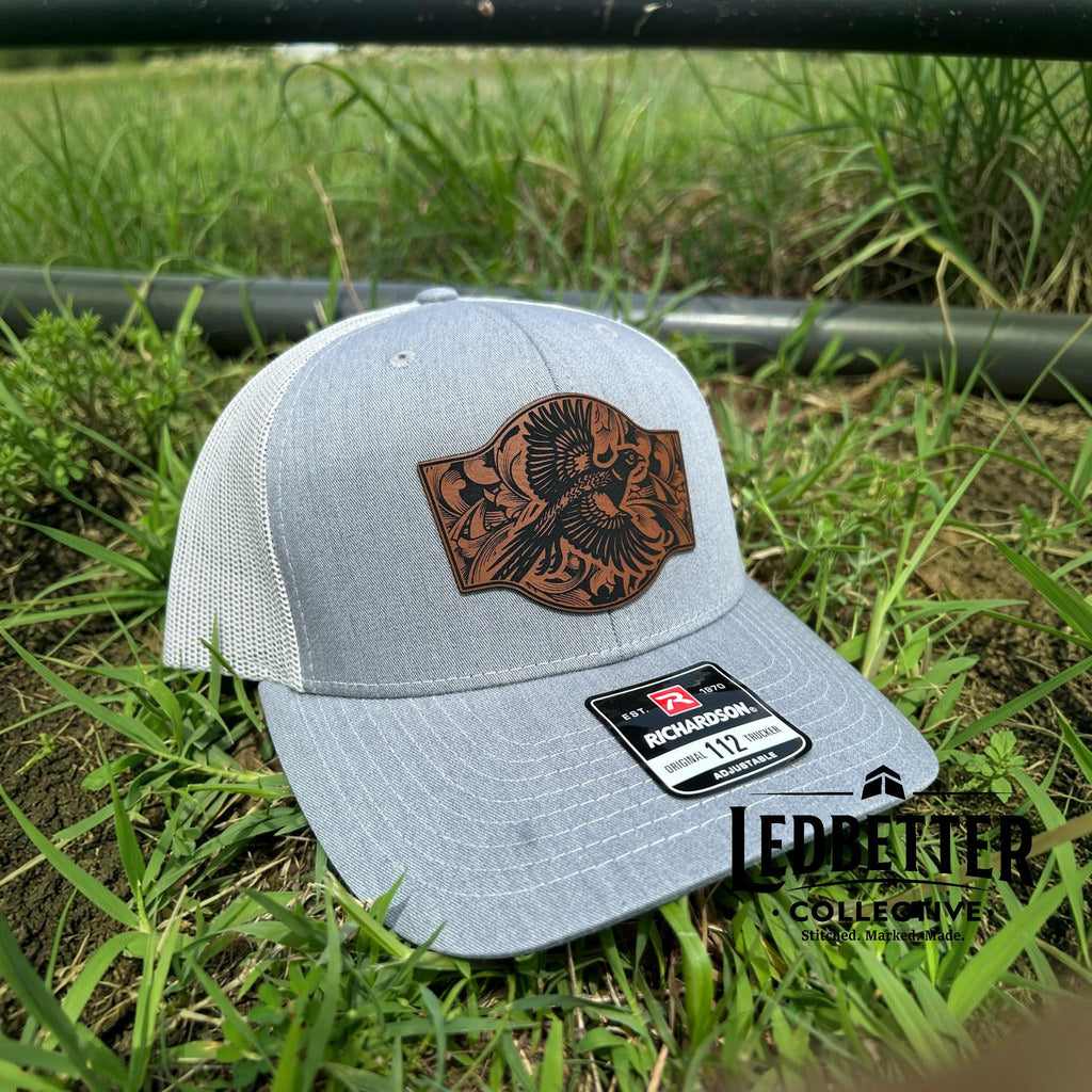 Laser-Engraved Pheasant Leatherette Patch Richardson 112 Trucker Hat